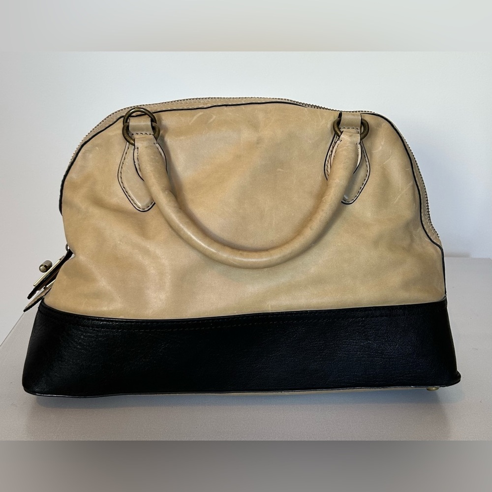 Olivia Harris by Joy Gryson Leather Convertible Bowler, Khaki Black